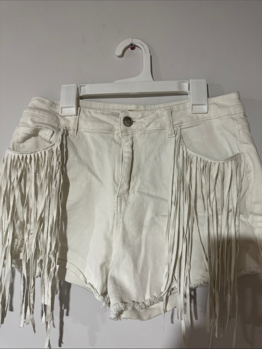 Altar'd State White Fringe Jean Shorts